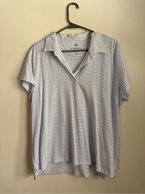 Renwick Pima Cotton Polo XXL Blue Stripe Short Sleeve Preppy Golf Top
